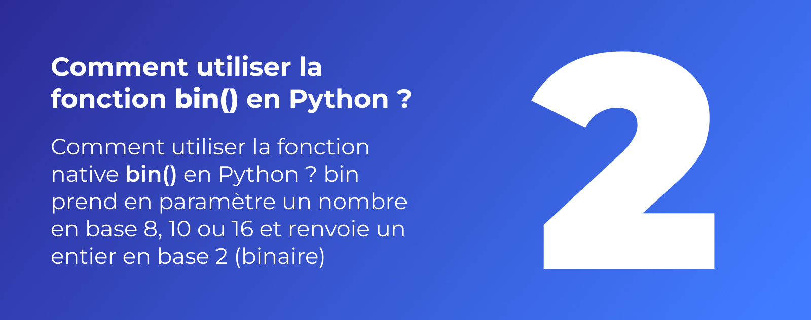 La fonction bin() en Python