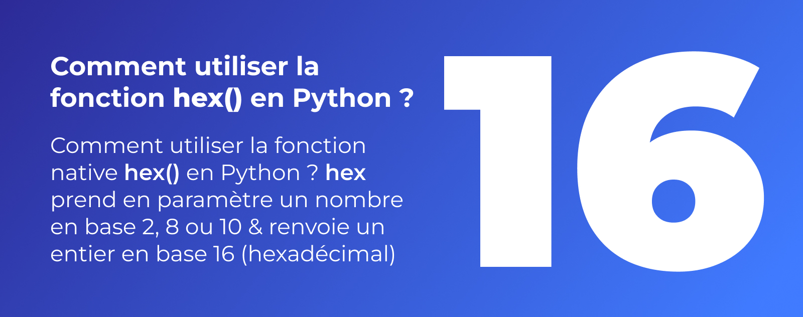 La fonction hex() en Python